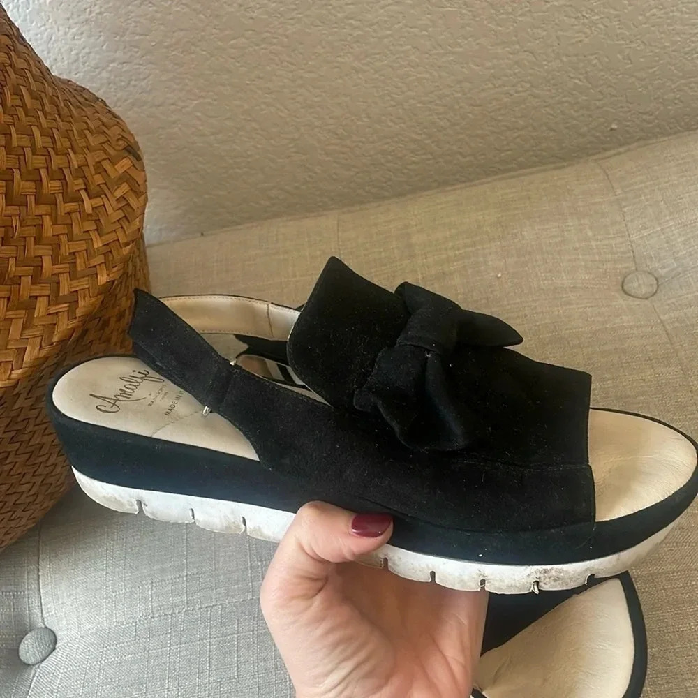 Amalfi by Rangoni black leather platform sandals 10.5 M - Picture 3 of 8